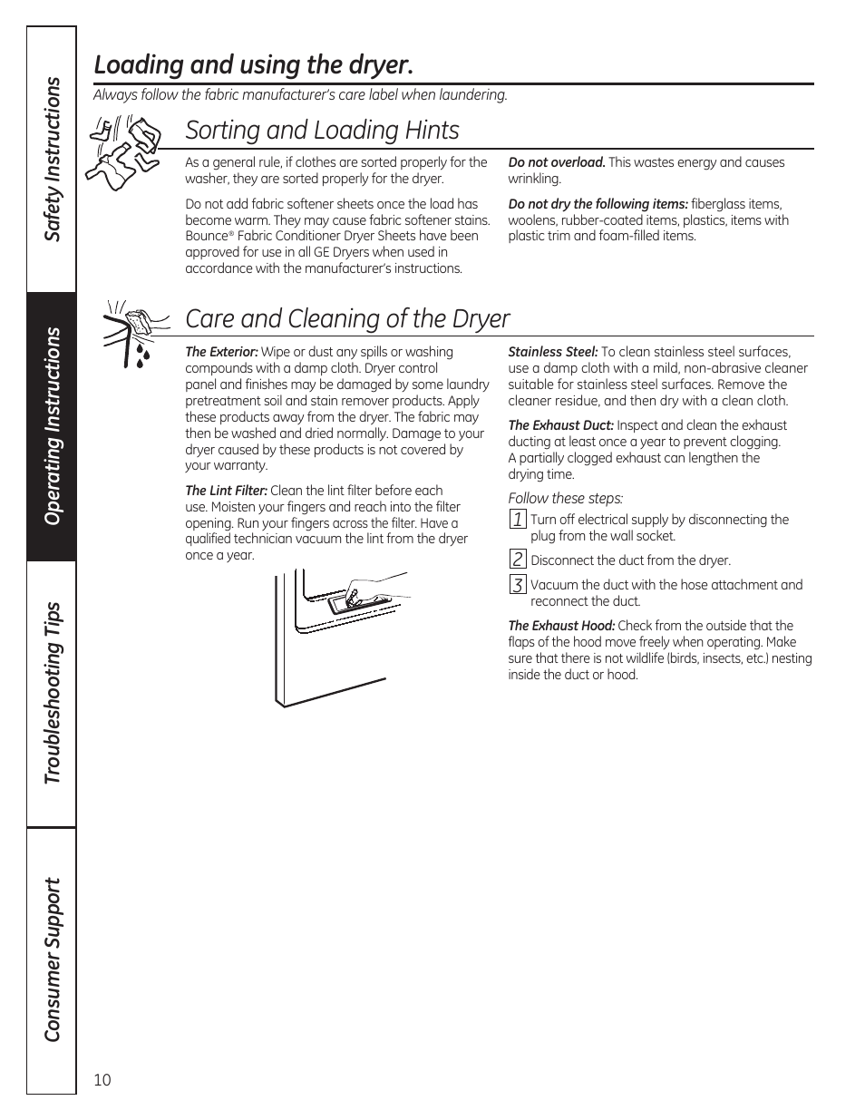 Sorting and loading hints | GE GTDP280GDWW User Manual | Page 10 / 32