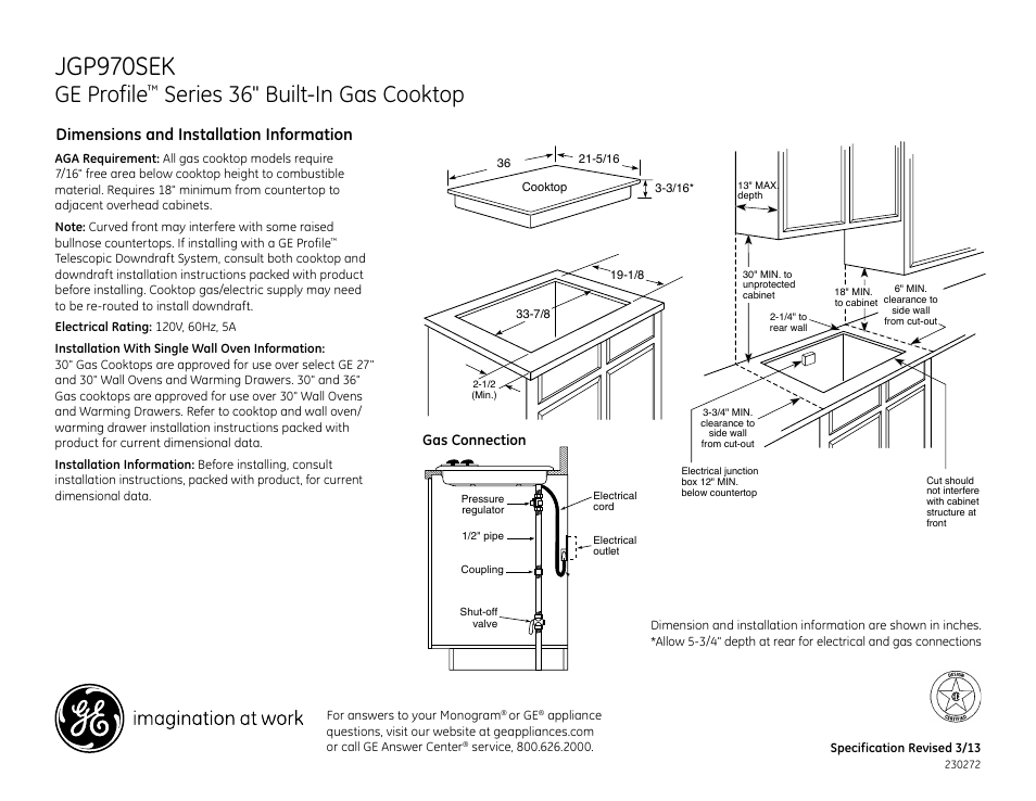 GE JGP970SEKSS User Manual | 2 pages