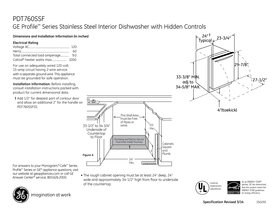 GE PDT760SSFSS User Manual | 2 pages