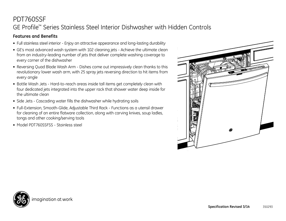 Pdt760, Pdt760ssf, Ge profile | GE PDT760SSFSS User Manual | Page 2 / 2