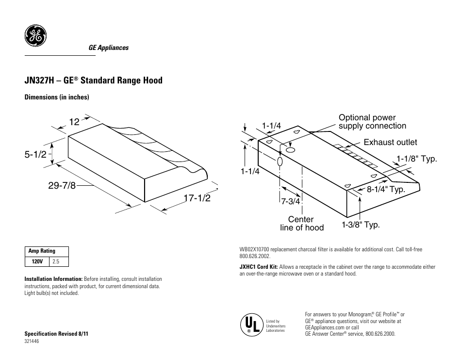 GE JN327HBB User Manual | 2 pages