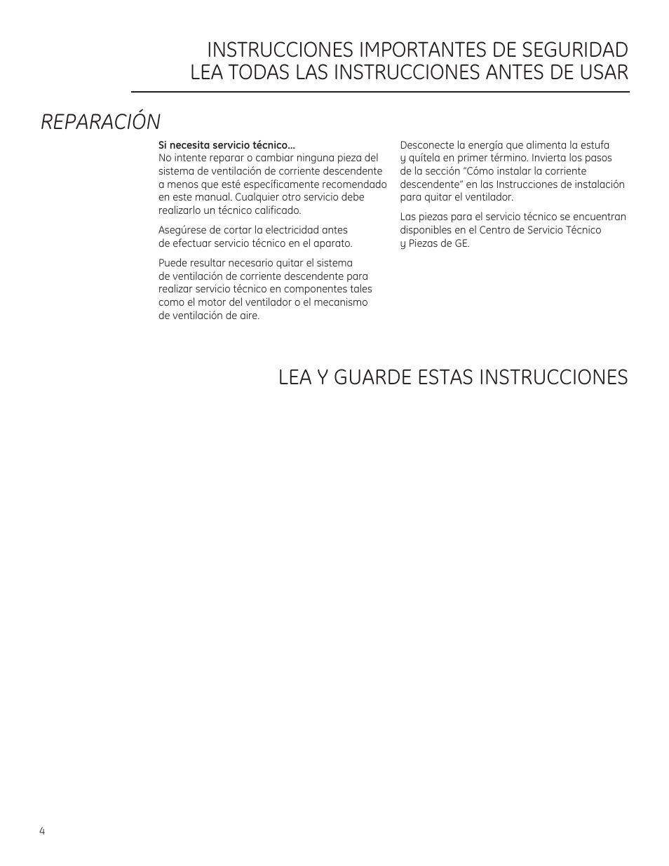 Reparación | GE PVB94STSS User Manual | Page 14 / 20