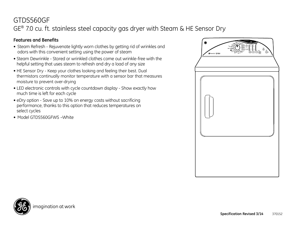 Gtds560gf | GE GTDS560GFWS User Manual | Page 4 / 4