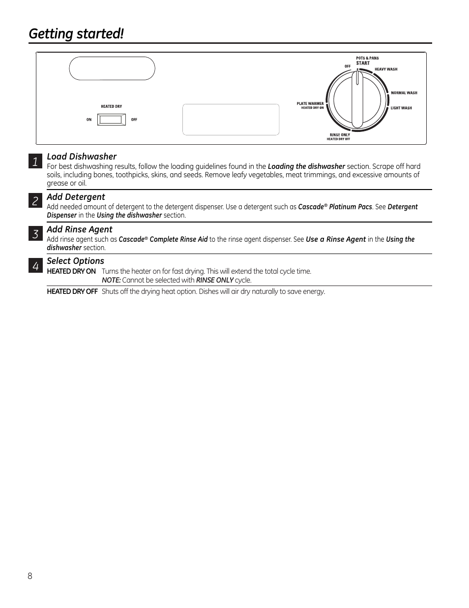 Getting started | GE GSM1800FBB User Manual | Page 8 / 20