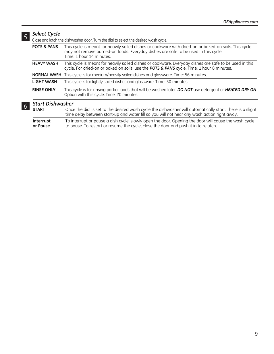 GE GSM1800FBB User Manual | Page 9 / 20