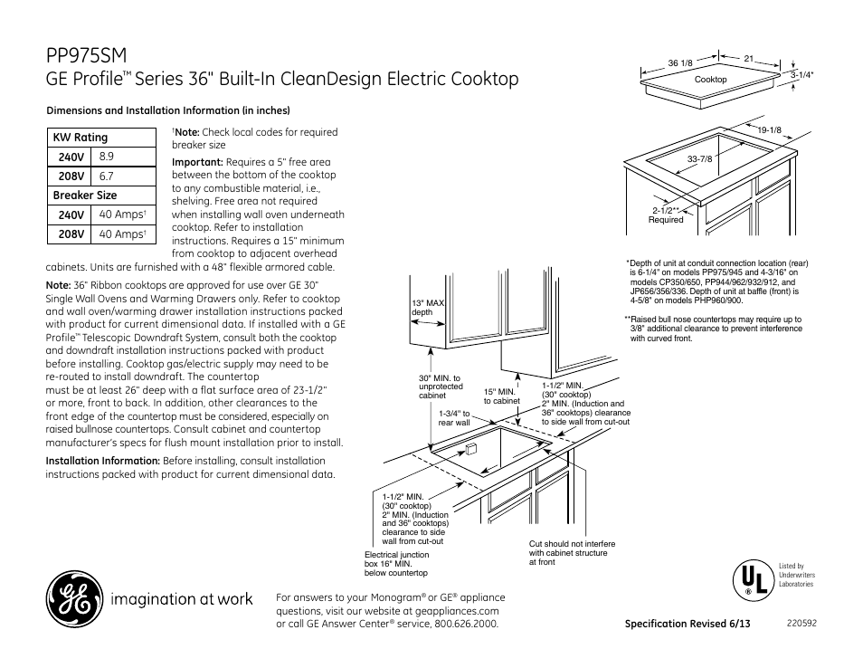 GE PP975SMSS User Manual | 2 pages