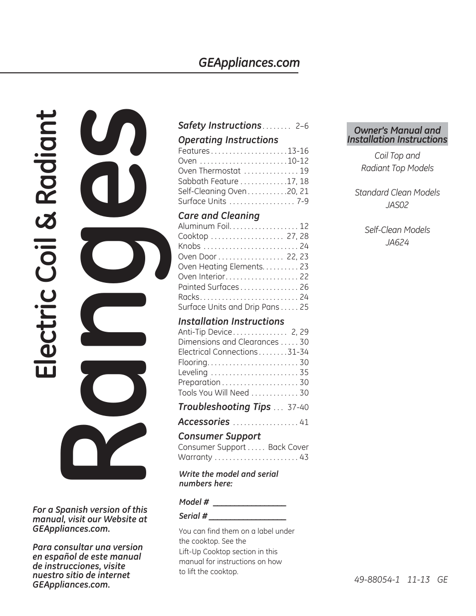 GE JAS02SNSS User Manual | 88 pages