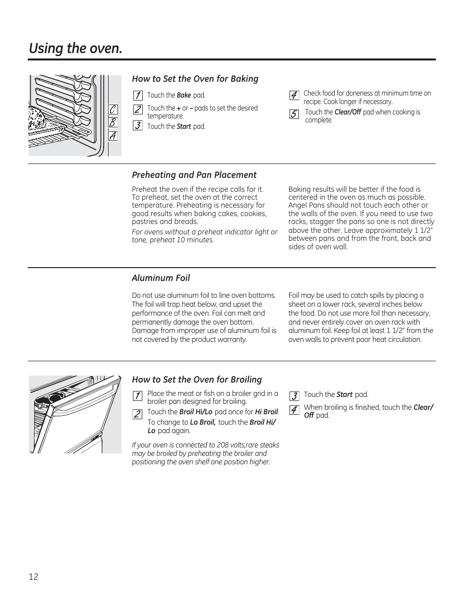 Using the oven | GE JAS02SNSS User Manual | Page 12 / 88