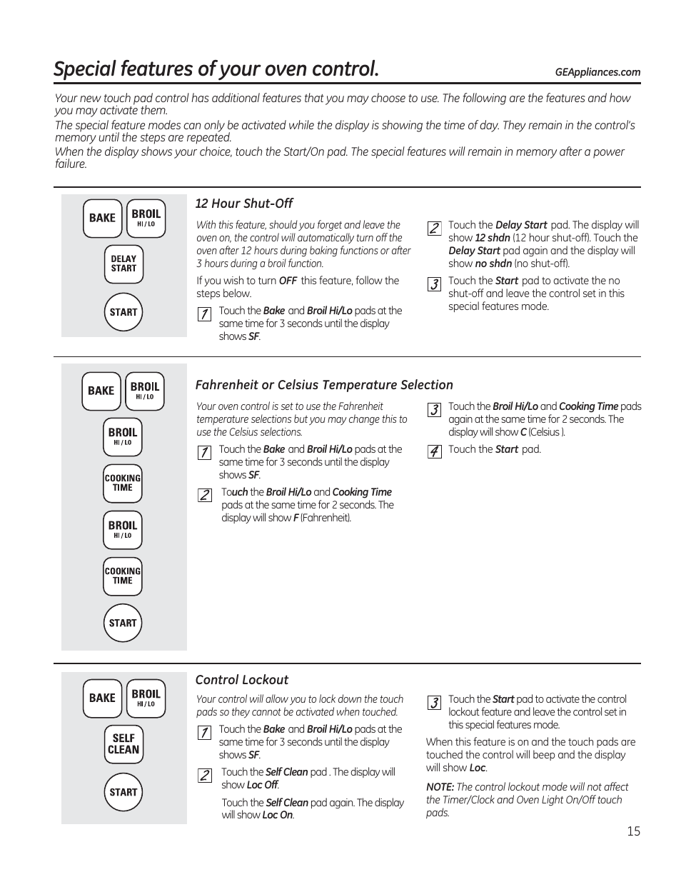 Special features of your oven control | GE JAS02SNSS User Manual | Page 15 / 88