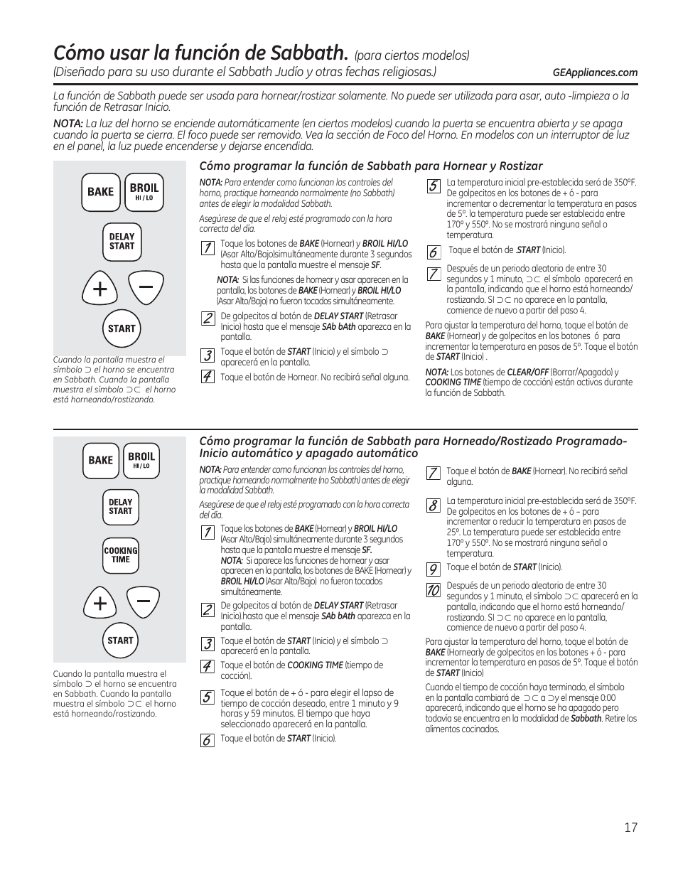 Cómo usar la función de sabbath | GE JAS02SNSS User Manual | Page 61 / 88