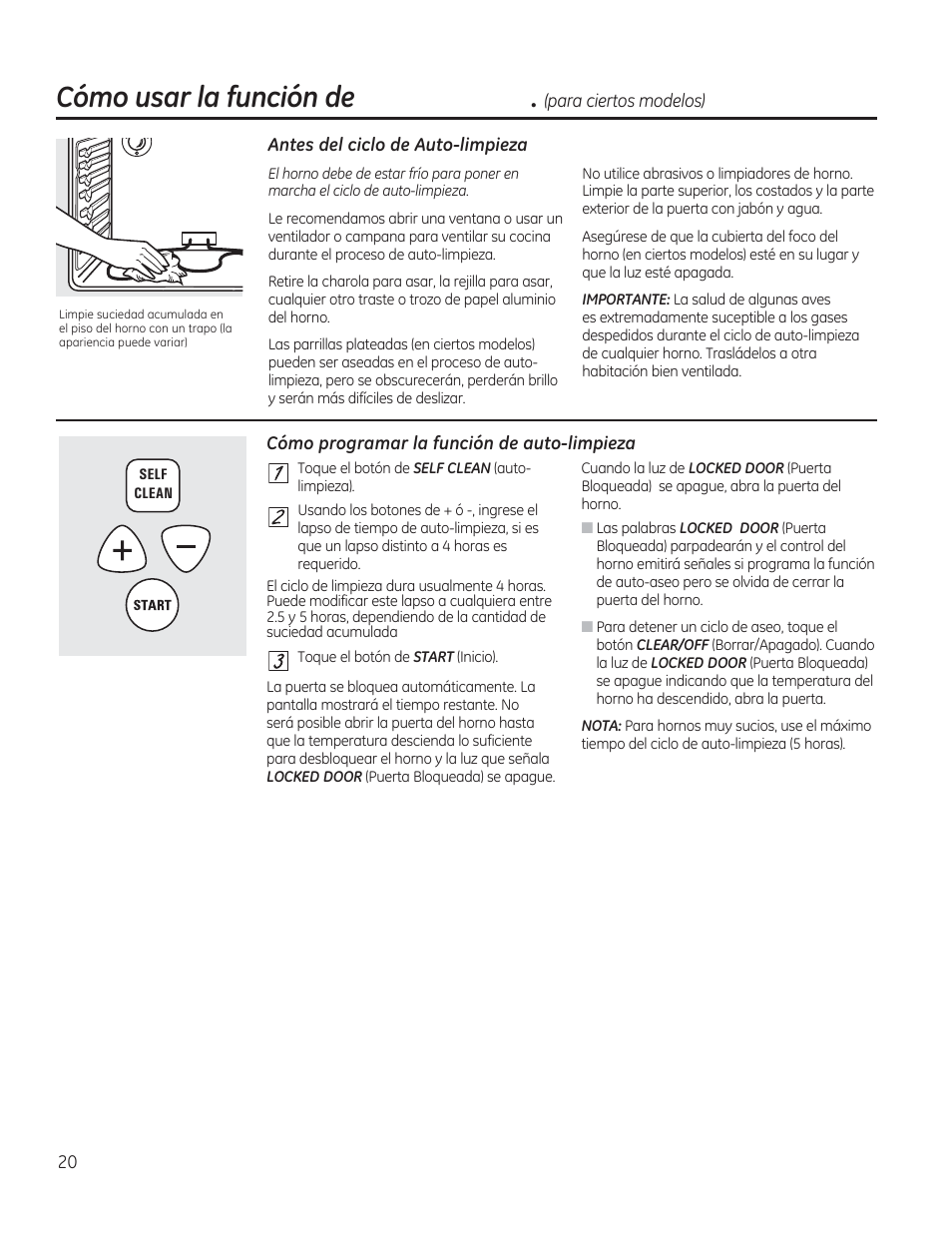 Cómo usar la función de auto-limpieza | GE JAS02SNSS User Manual | Page 64 / 88