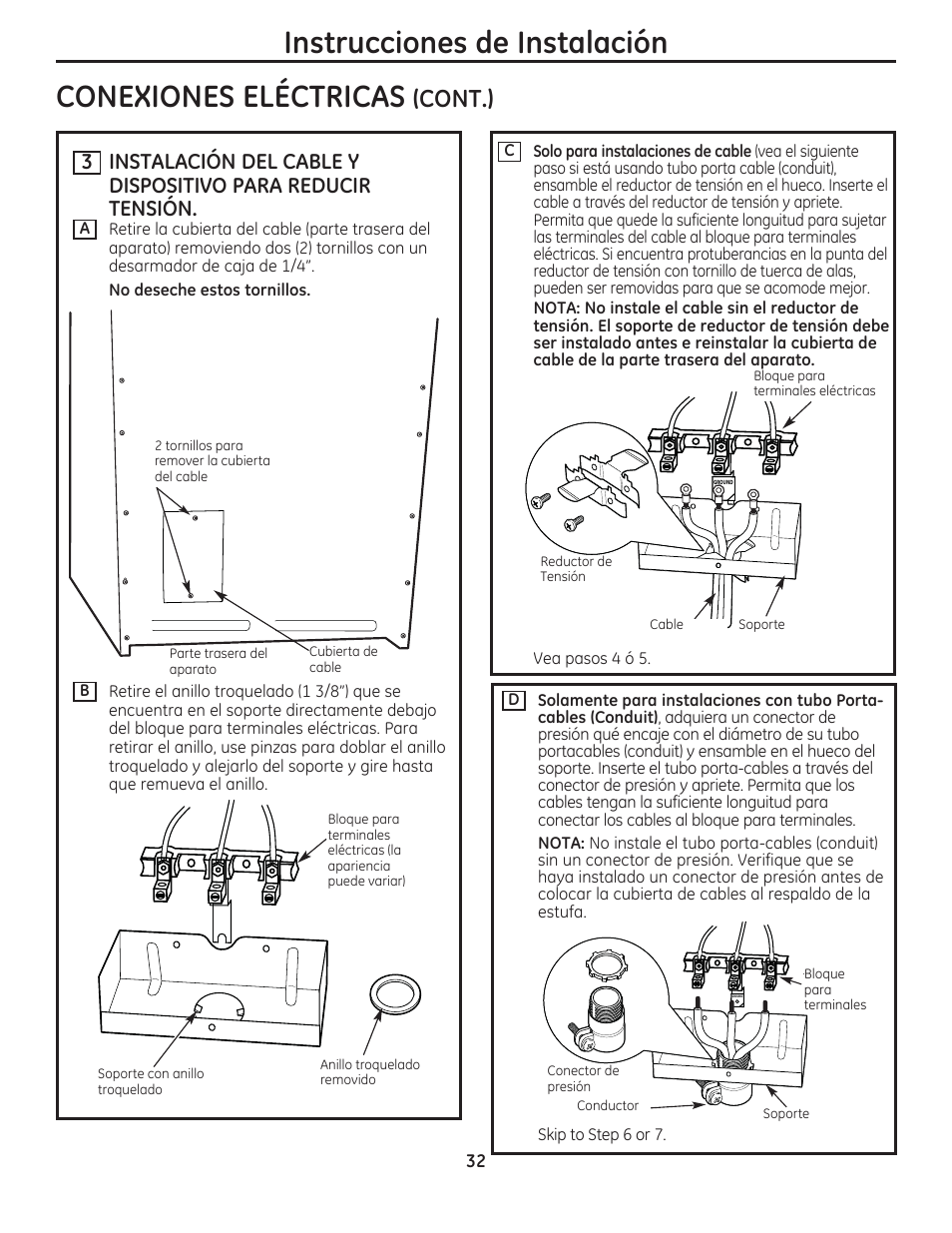Instrucciones de instalación conexiones eléctricas, Cont.) | GE JAS02SNSS User Manual | Page 76 / 88