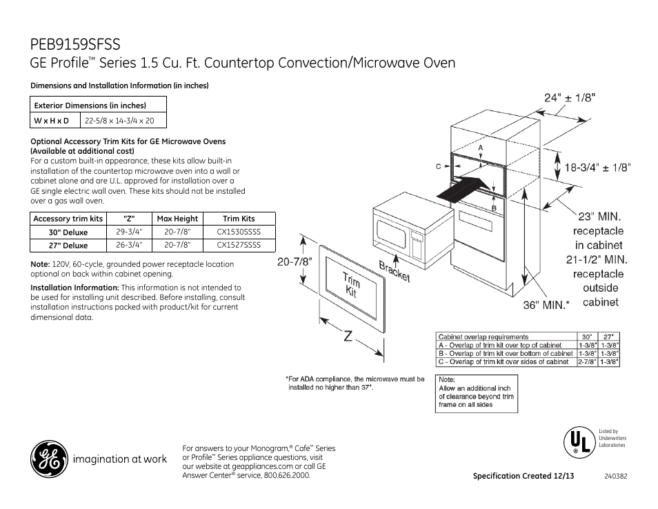 GE PEB9159SFSS User Manual | 2 pages