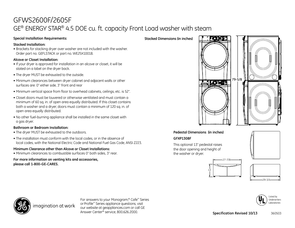 Energy star | GE GFWS2605FRR User Manual | Page 2 / 3