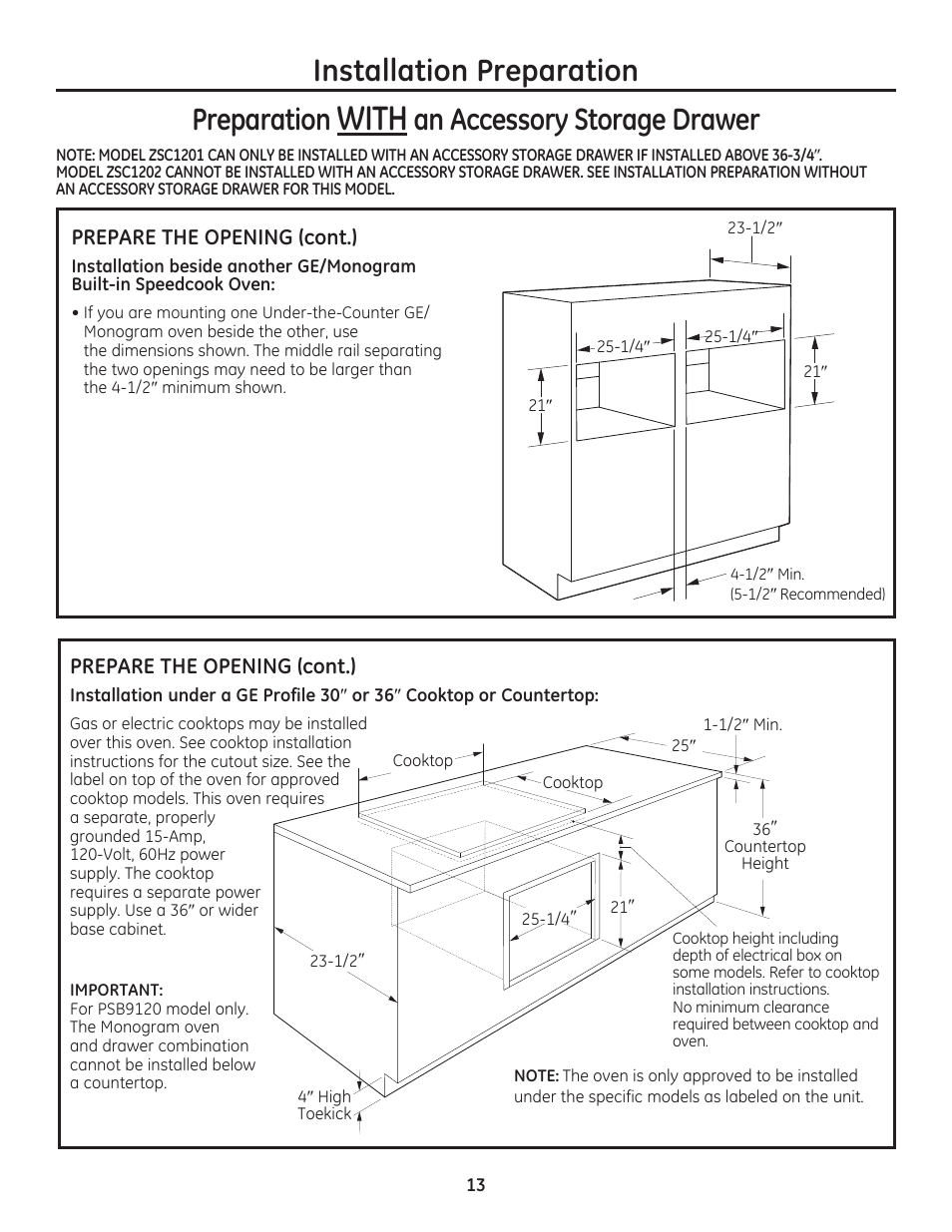 With, Installation preparation, Preparation | An accessory storage drawer | GE PSB9120DFBB User Manual | Page 13 / 40