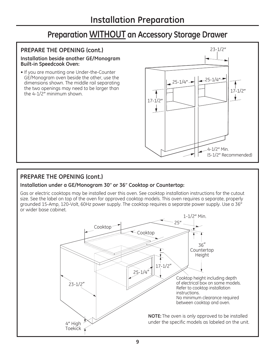 Without, Installation preparation, Preparation | An accessory storage drawer | GE PSB9120DFBB User Manual | Page 9 / 40