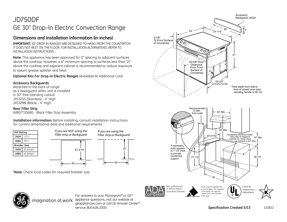 GE JD750SFSS User Manual | 2 pages