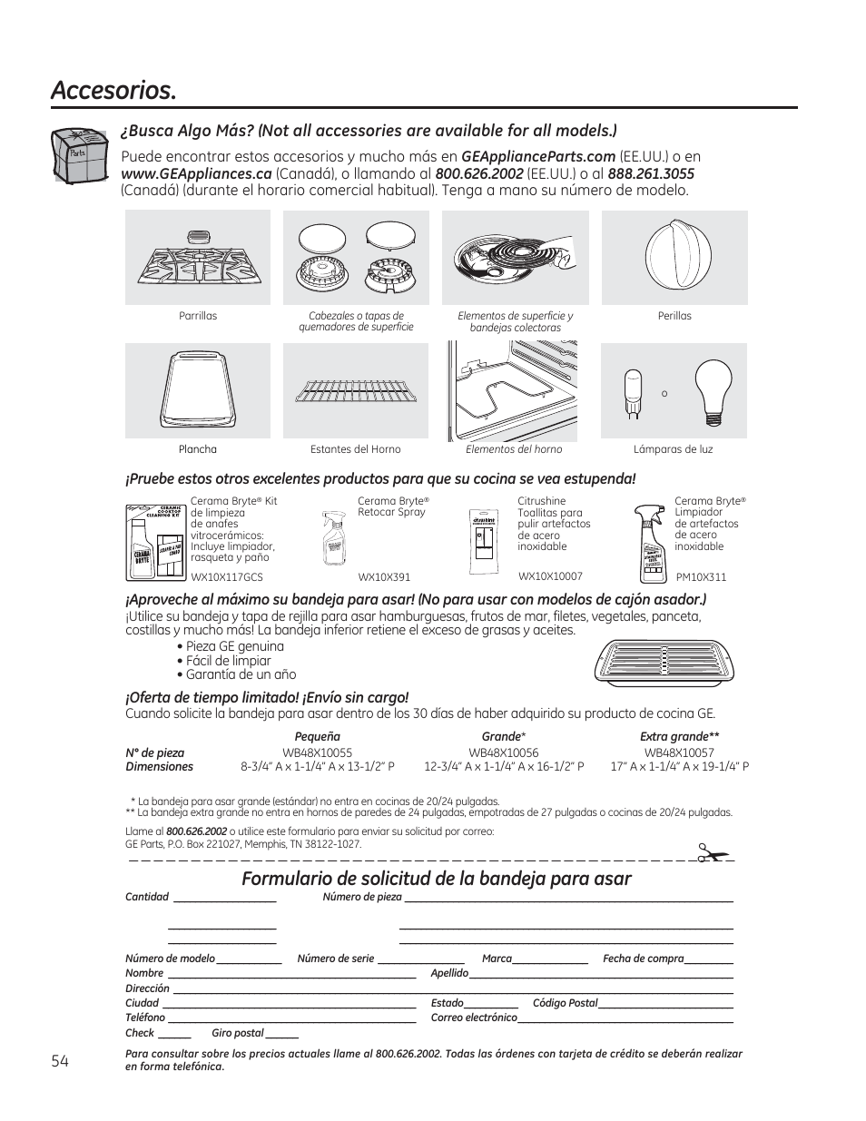 Accesorios | GE CGS990SETSS User Manual | Page 110 / 114