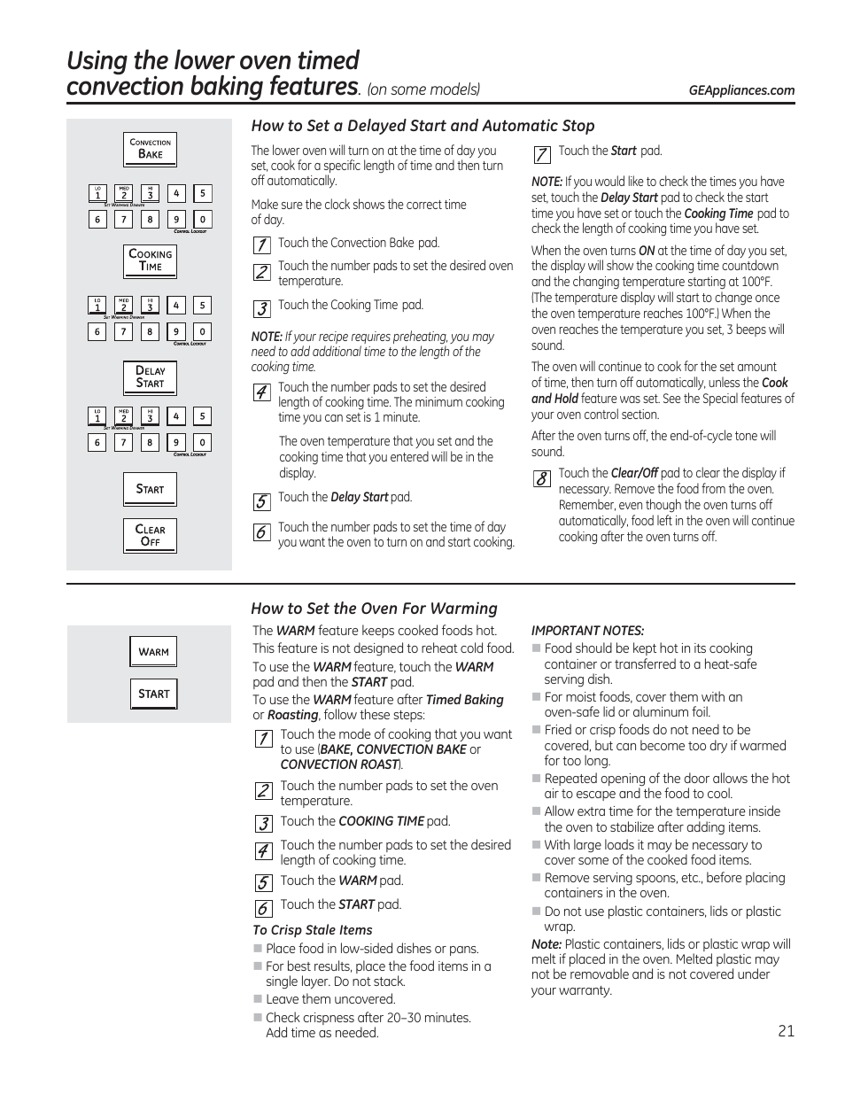 Ш s ш и ш, Ш ш ш и и, И ш и ш ш | Ш ш ш и ш, H ш и ш ш, How to set a delayed start and automatic stop, Start | GE CGS990SETSS User Manual | Page 21 / 114