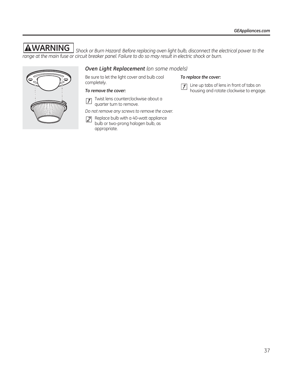 Awarning | GE CGS990SETSS User Manual | Page 37 / 114