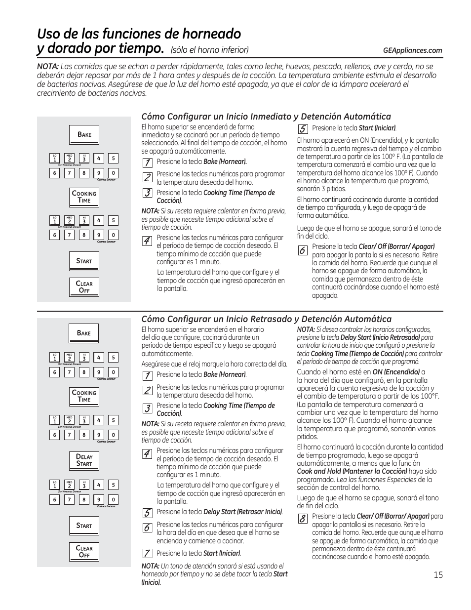 Uso de las funciones de horneado, H и ш и ш, И и ш и ш | Щшшшш, Ш и и и и, Шшшиш, Si su receta requiere caientar en forma previa, Para controlarla hora de inicio que configuró, Presione la tecla, Lea las funciones especiales | GE CGS990SETSS User Manual | Page 71 / 114