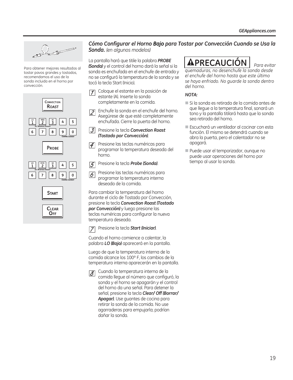 He e, B b e e, Precaución | GE CGS990SETSS User Manual | Page 75 / 114