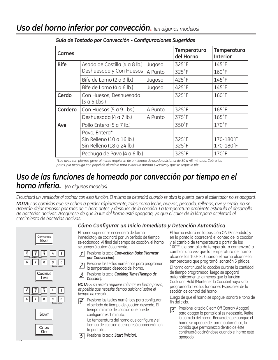 Ш s ш и ш, H ш и ш ш, Ш ш ш и ш | И и и ш и, Uso del horno inferior por convección, Cerdo, Cordero | GE CGS990SETSS User Manual | Page 76 / 114
