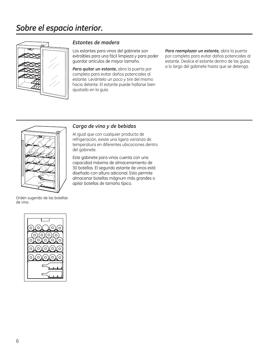 Sobre el espacio interior | GE GWS04HAESS User Manual | Page 18 / 24