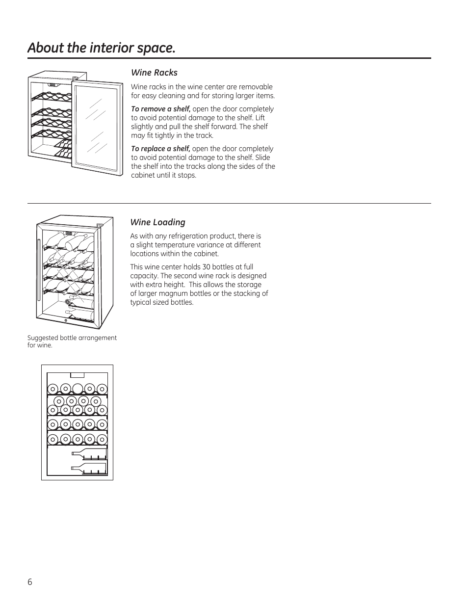 About the interior space | GE GWS04HAESS User Manual | Page 6 / 24