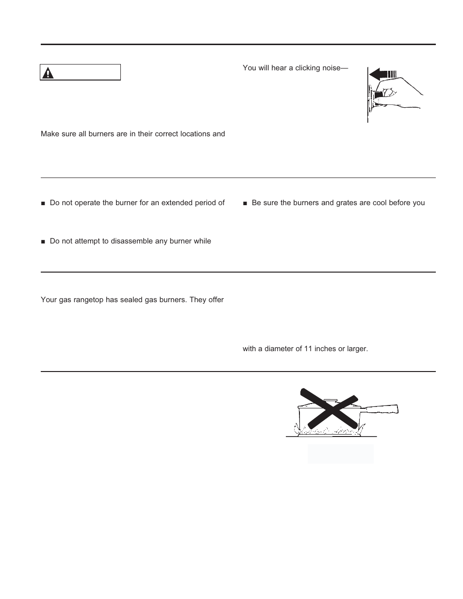 Using the c ook to p: su rface burners, Surface burners, Warning | GE C2S985SETSS User Manual | Page 10 / 64