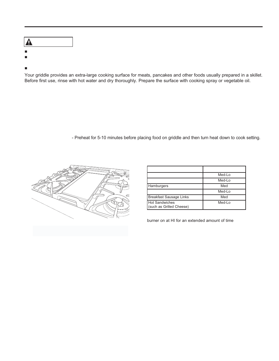Using the c ook to p: griddle, Griddle, Warning | On some models), Using the griddle (on some models) | GE C2S985SETSS User Manual | Page 12 / 64
