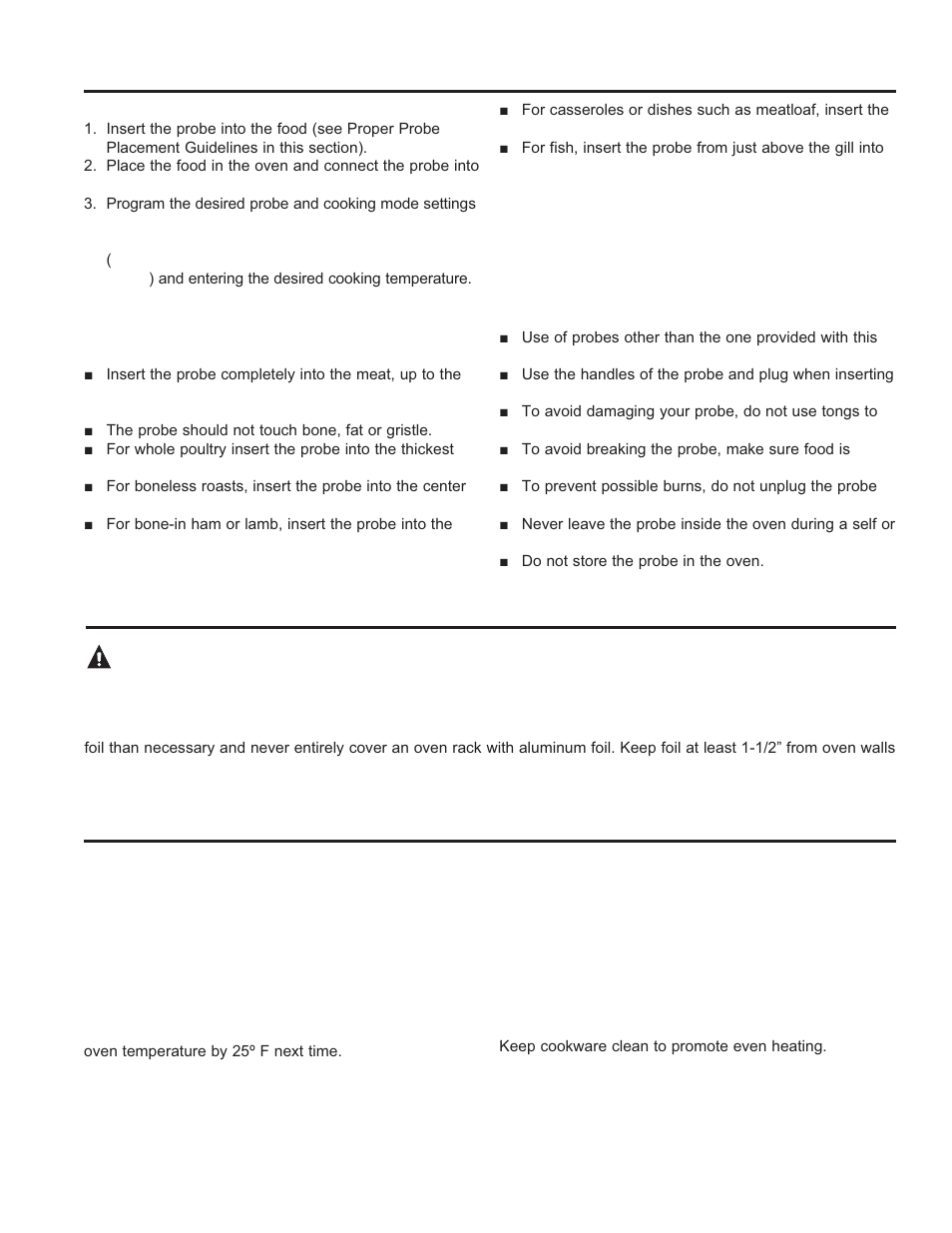 Using the o ven, Cookware, Cooking modes (cont.) | Aluminum foil and oven liners, Caution | GE C2S985SETSS User Manual | Page 18 / 64