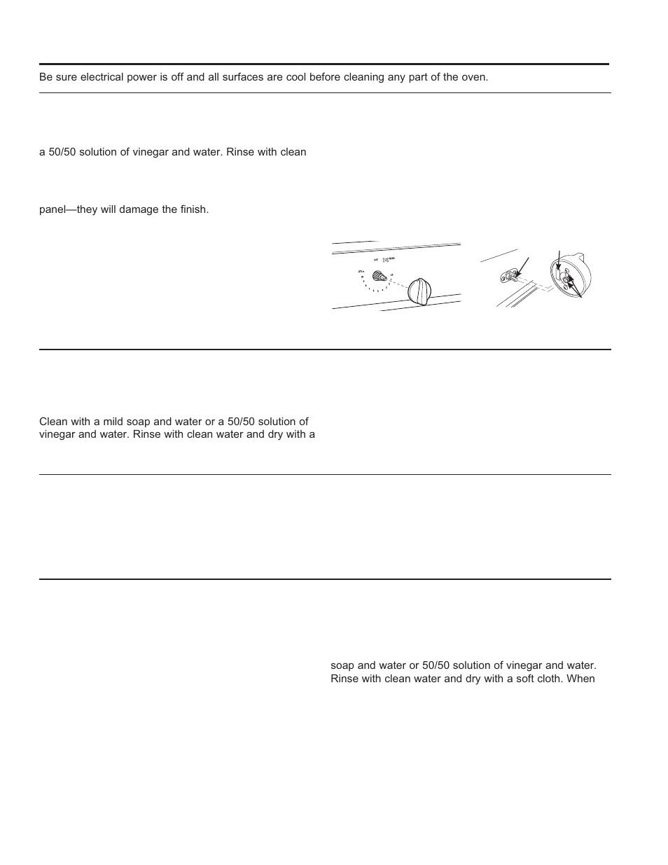 Control panel and knobs, Oven exterior and cooktop surface, Oven interior | Stainless steel surfaces (on some models) | GE C2S985SETSS User Manual | Page 21 / 64