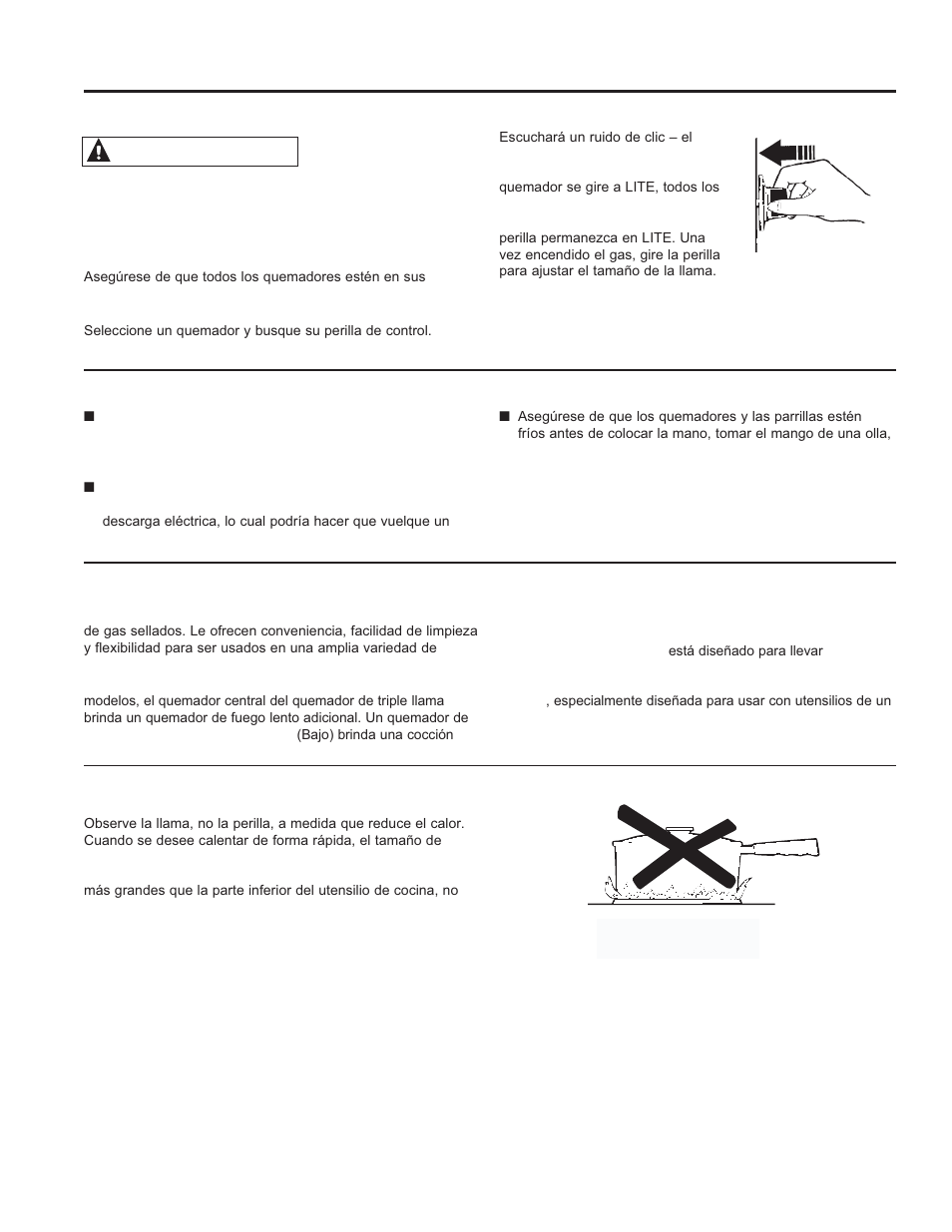Quemadores, Advertencia | GE C2S985SETSS User Manual | Page 42 / 64