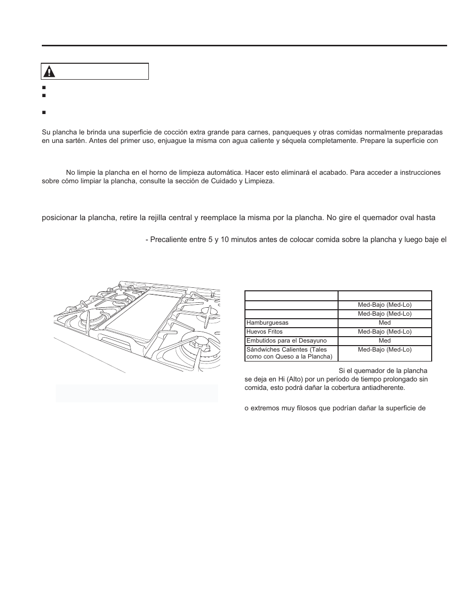 Plancha, Advertencia | GE C2S985SETSS User Manual | Page 44 / 64
