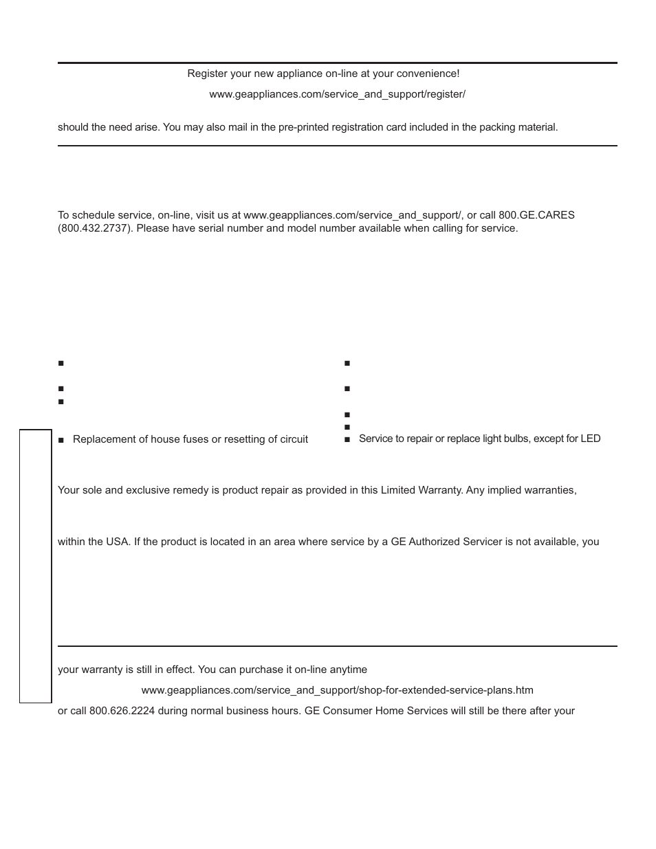 Wa rrant y, Ge gas range warranty | GE C2S985SETSS User Manual | Page 8 / 64