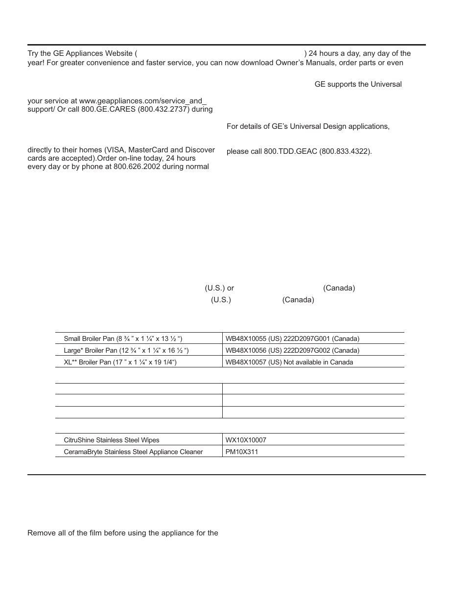Assist ance / a c cessories | GE C2S985SETSS User Manual | Page 9 / 64