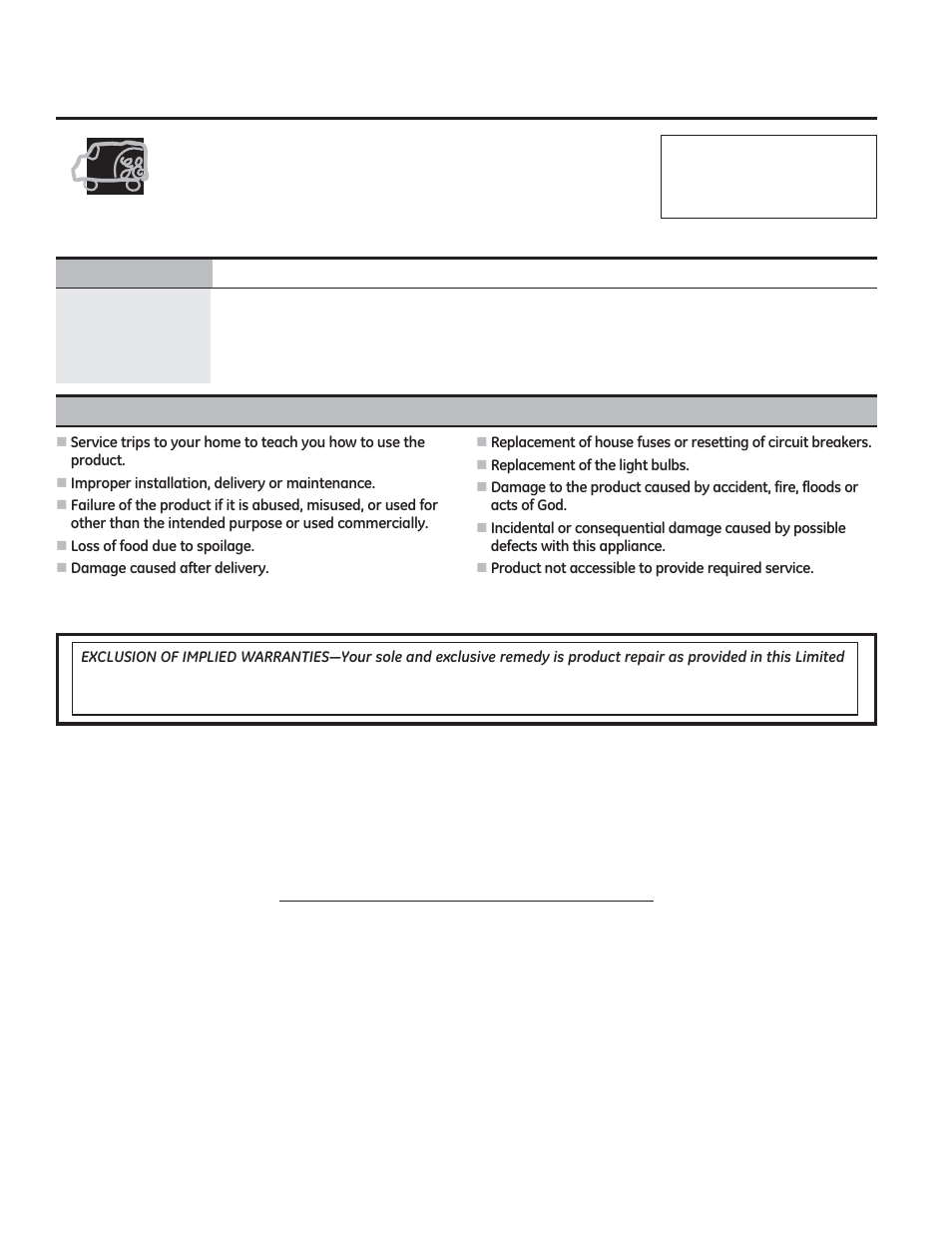 Refrigerator warranty | GE GML04GAEBS User Manual | Page 12 / 40