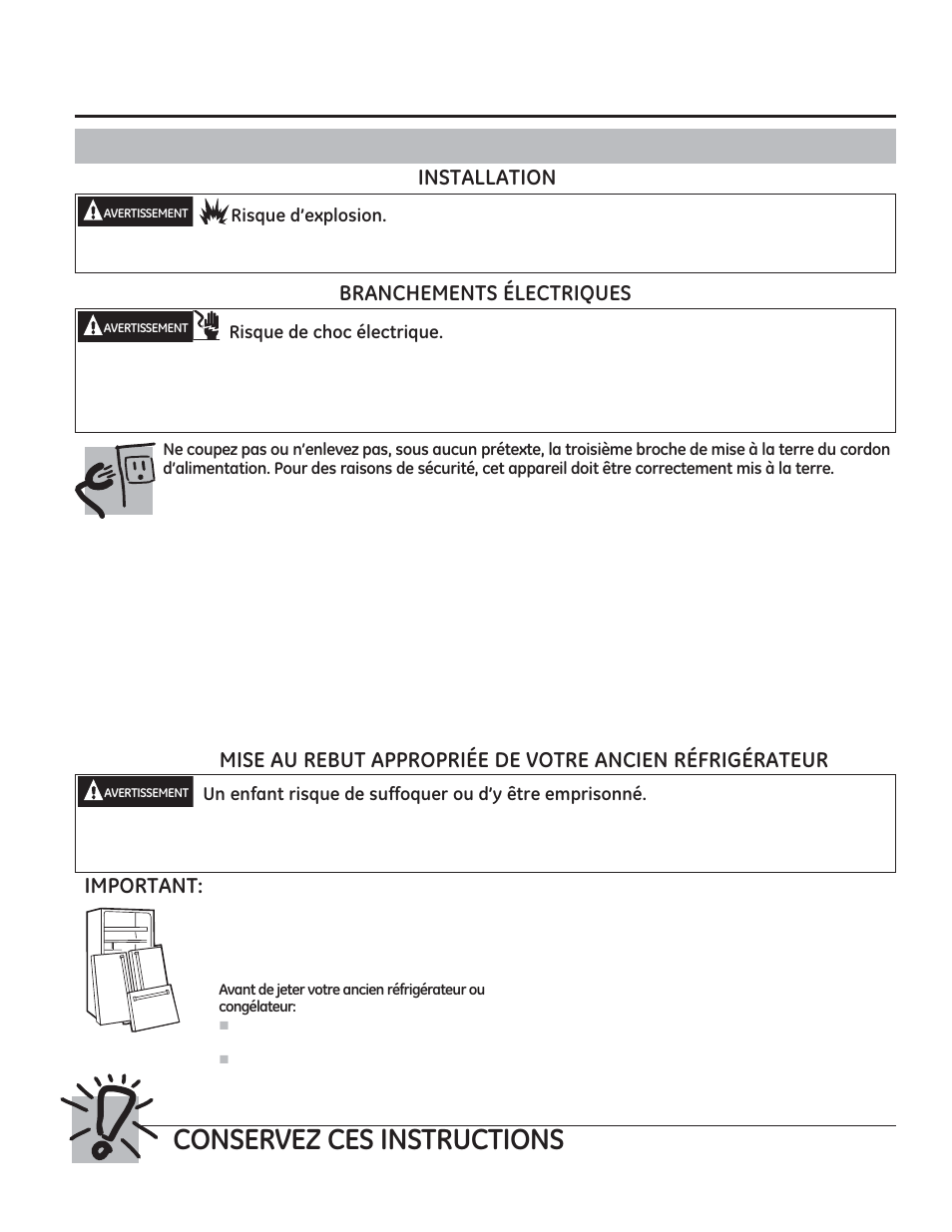 Sécurité (cont.) | GE GML04GAEBS User Manual | Page 15 / 40