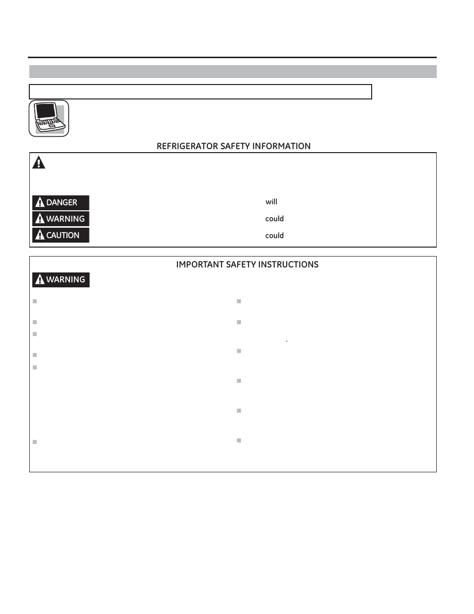 Ge appliances website, Safety | GE GML04GAEBS User Manual | Page 2 / 40