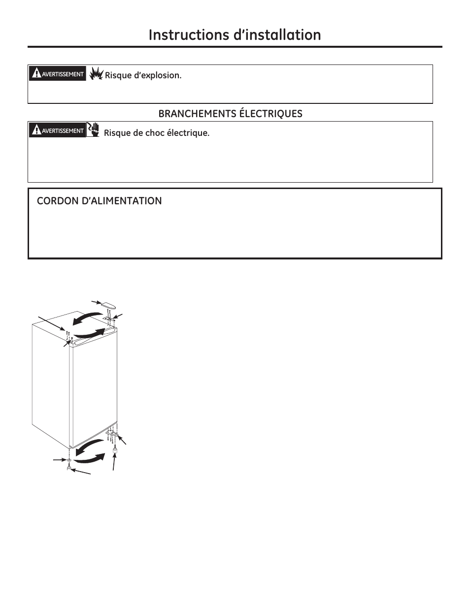 Qvwuxfwlrqvg·lqvwdoodwlrq | GE GML04GAEBS User Manual | Page 20 / 40