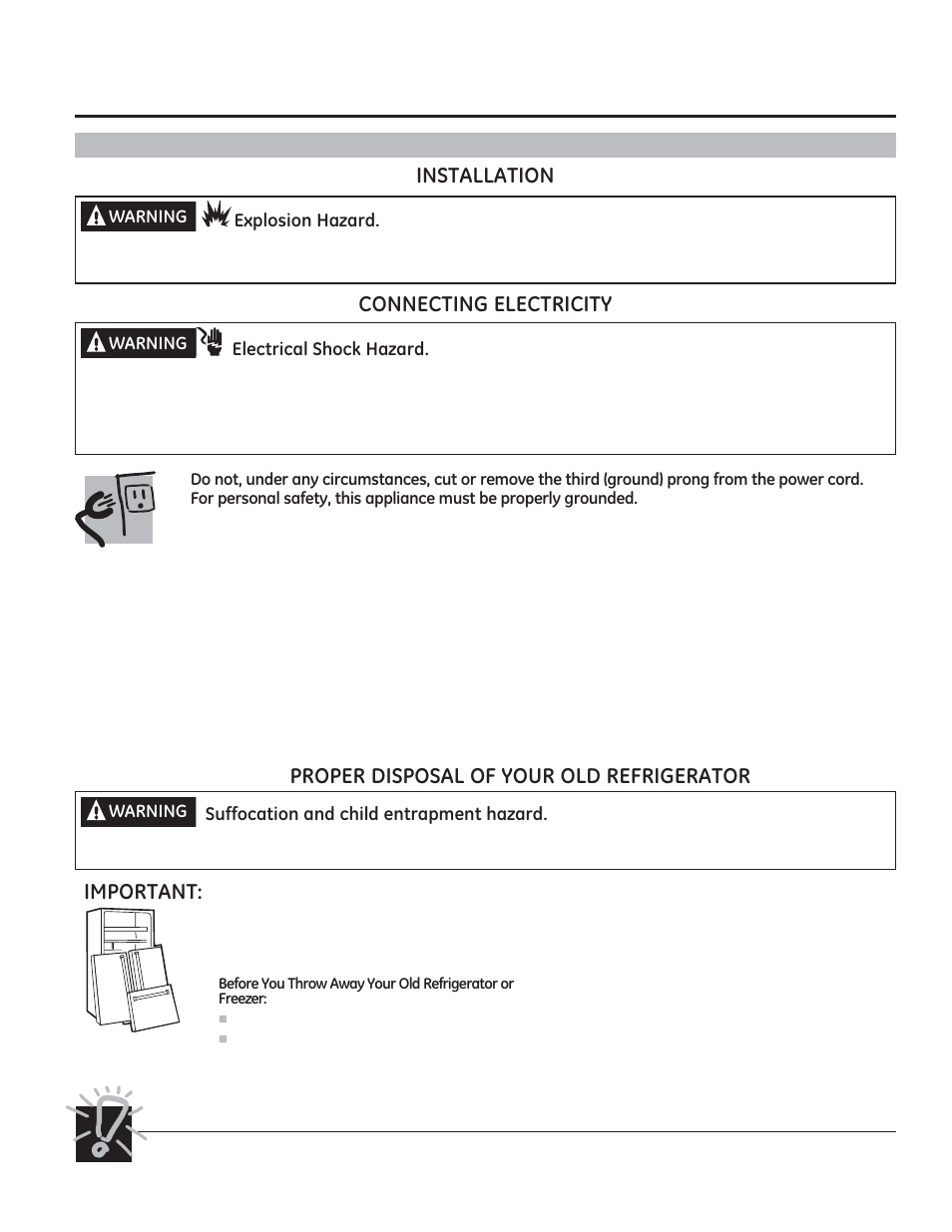 Safety (cont.) | GE GML04GAEBS User Manual | Page 3 / 40