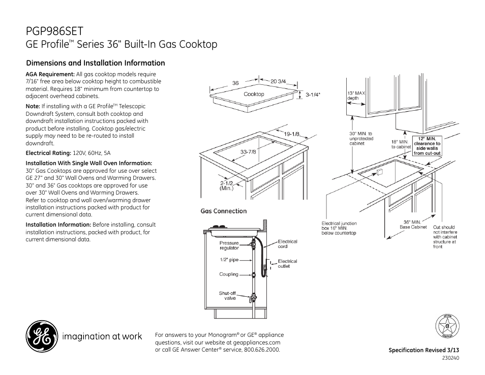 GE PGP986SETSS User Manual | 2 pages