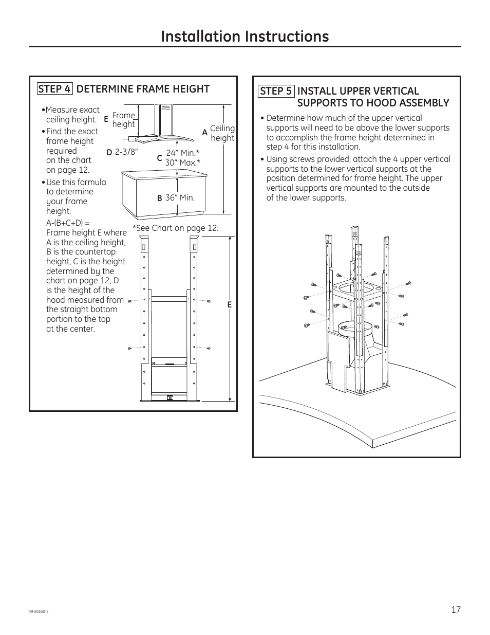 Installation instructions, Step 4 determine frame height | GE PV977NSS User Manual | Page 17 / 60