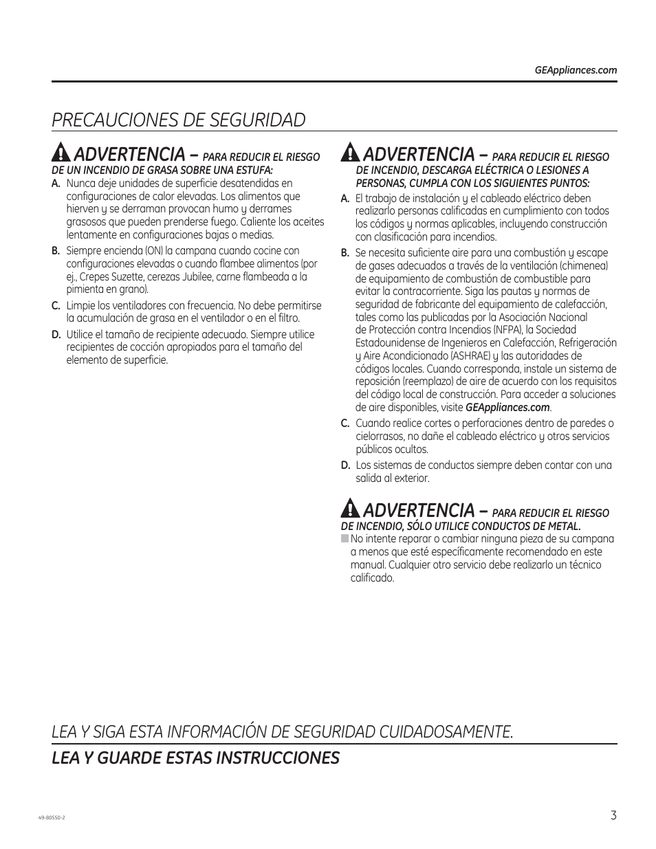 Precauciones de seguridad, Advertencia | GE PV977NSS User Manual | Page 33 / 60