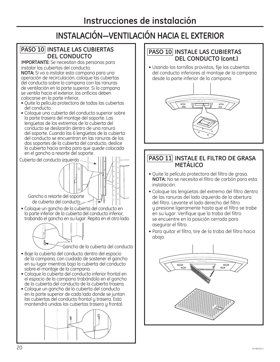 Instrucciones de instalación | GE PV977NSS User Manual | Page 50 / 60