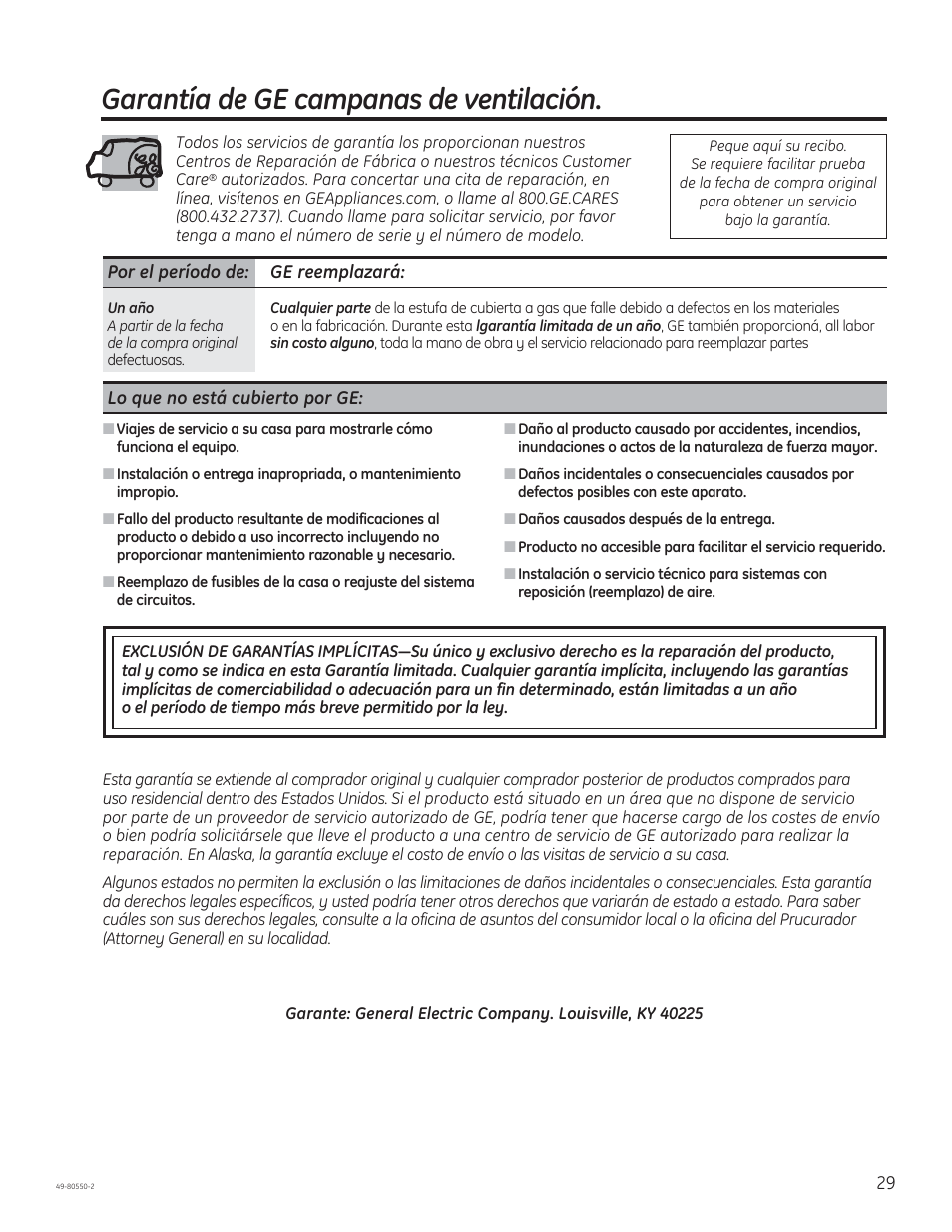 Garantía de ge campanas de ventilación | GE PV977NSS User Manual | Page 59 / 60