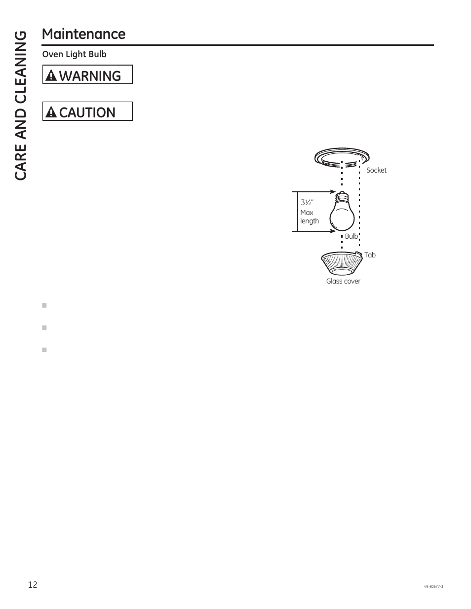 Care and cle aning, Maintenance, Warning | Caution | GE JT1000SFSS User Manual | Page 12 / 32