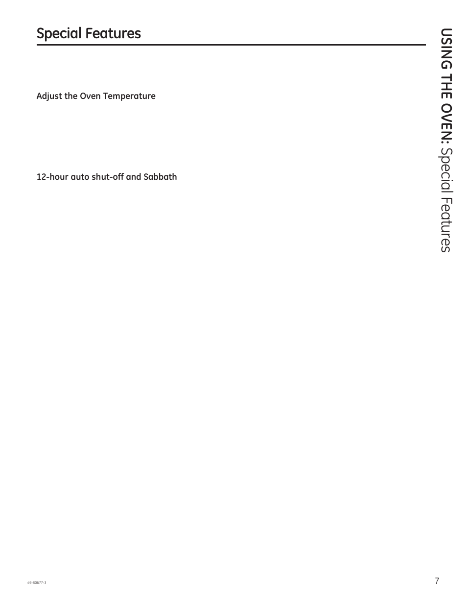 Special features, Special features using the o ven | GE JT1000SFSS User Manual | Page 7 / 32