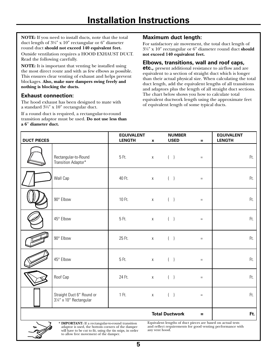 Installation instructions | GE JVM6175DFWW User Manual | Page 5 / 48